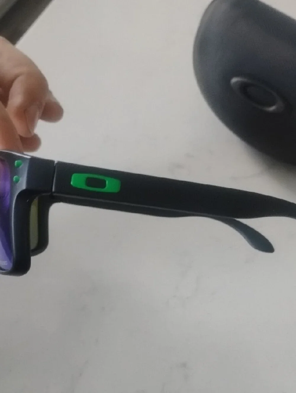 Oakley Matte Black Holbrook Sunglasses with Blue/Green Mirror Lenses